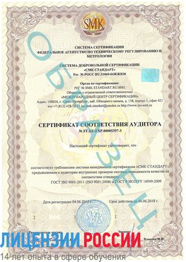 Образец сертификата соответствия аудитора №ST.RU.EXP.00005397-3 Михайловск Сертификат ISO/TS 16949